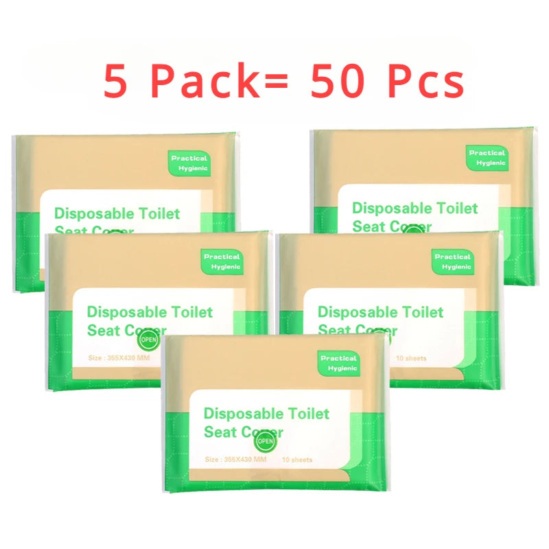 100PCS Disposable Toilet Seat Cover Portable Travel Camping Hotel Bathroom Degradable Waterproof Toilet Mat Accessories