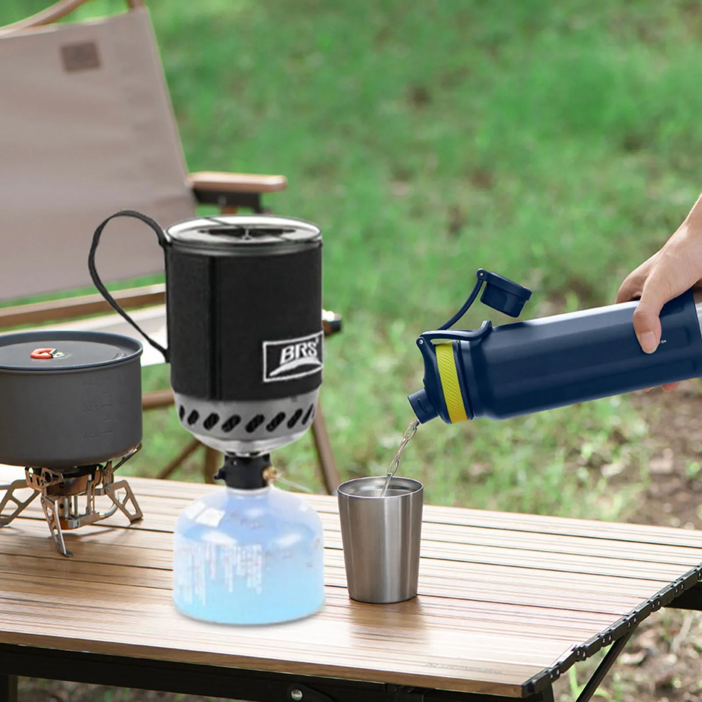 Camping Integrated Heat Collecting Pot Burner Ultralight Portable Hiking Furnace Outdoor Cooking Backpacking Stove System