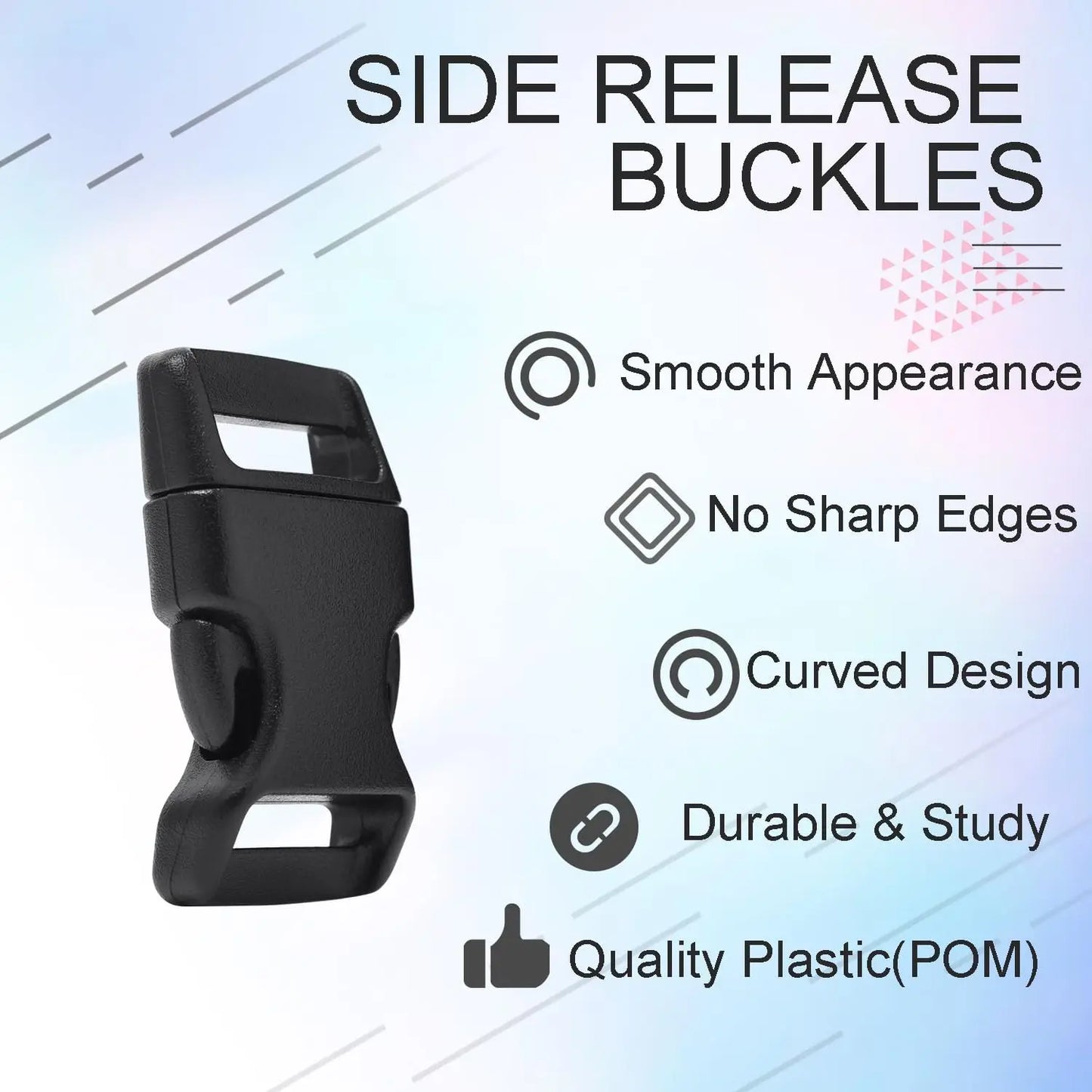 50 Pcs 3/8'' 5/8" Curved Paracord Buckle Clips Side Release Plastic Buckles for Parachute Bracelet Clasps Dog Collar Accessories