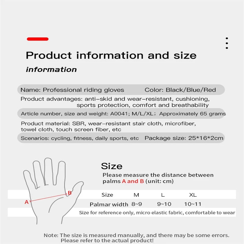 Cycling Gloves Full Finger Men Women Riding Motorcycle Hiking Gloves