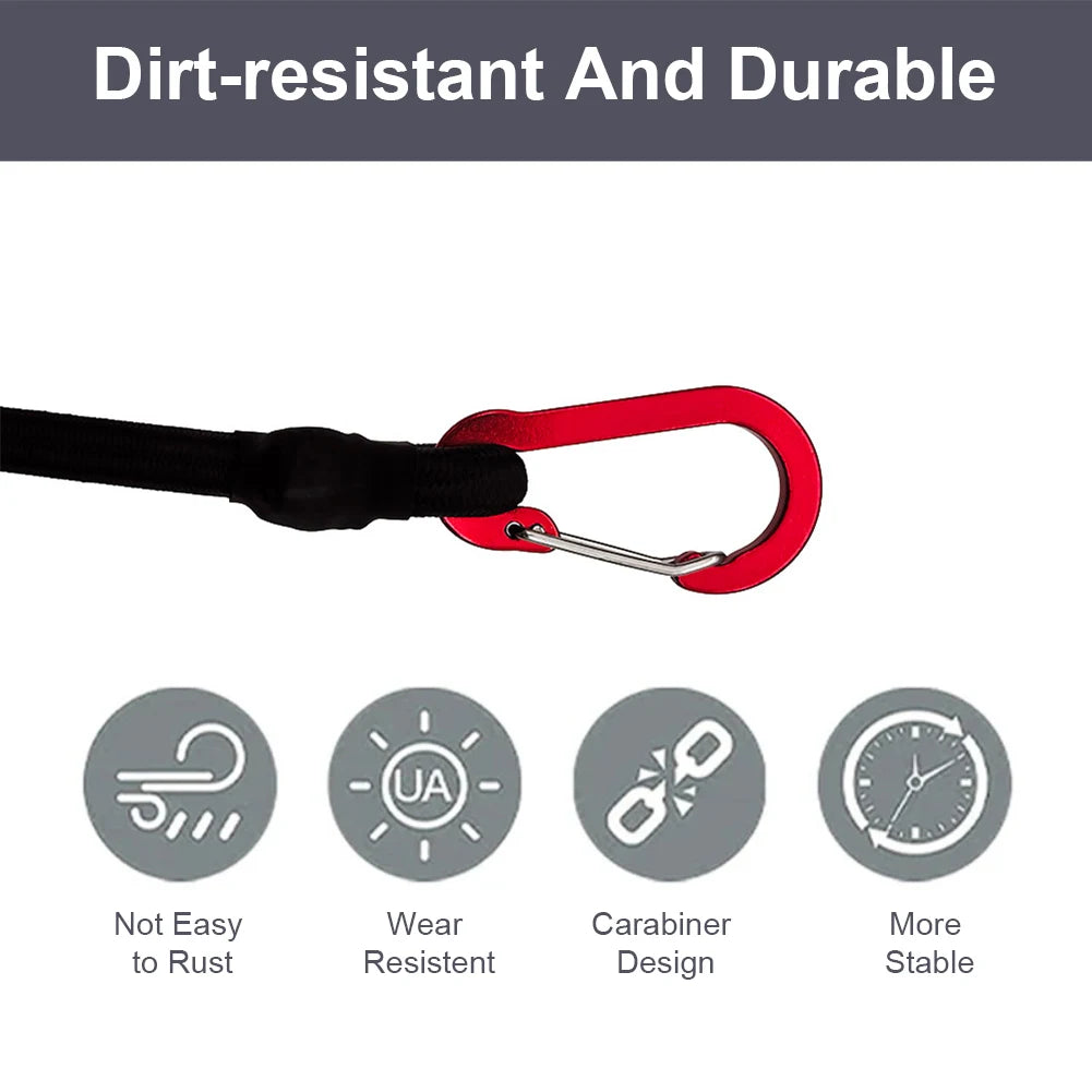 Heavy Duty Bungee Cord Aluminum Alloy Elastic Tie Strap String Carabiner Hooks Cord Elastic Rope for Luggage Rack Cargo