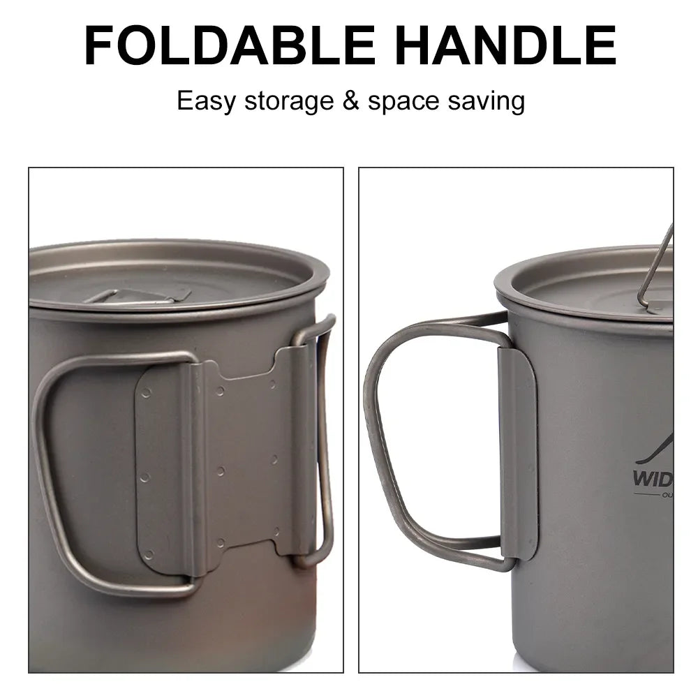 Camping Mug. Titanium Cup. Tableware Picnic Utensils Outdoor Kitchen Equipment Travel Cooking Set Cookware Hiking