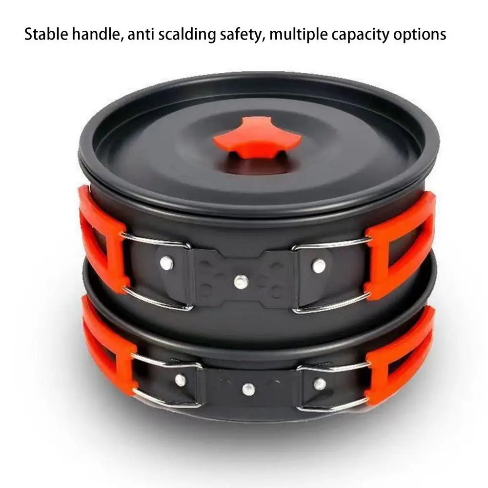 Portable Camping Cookware Set, Outdoor Pot Tableware Kit,  Cooking Water Kettle Pan ,Travel Cutlery Utensils, Hiking Picnic Equipment