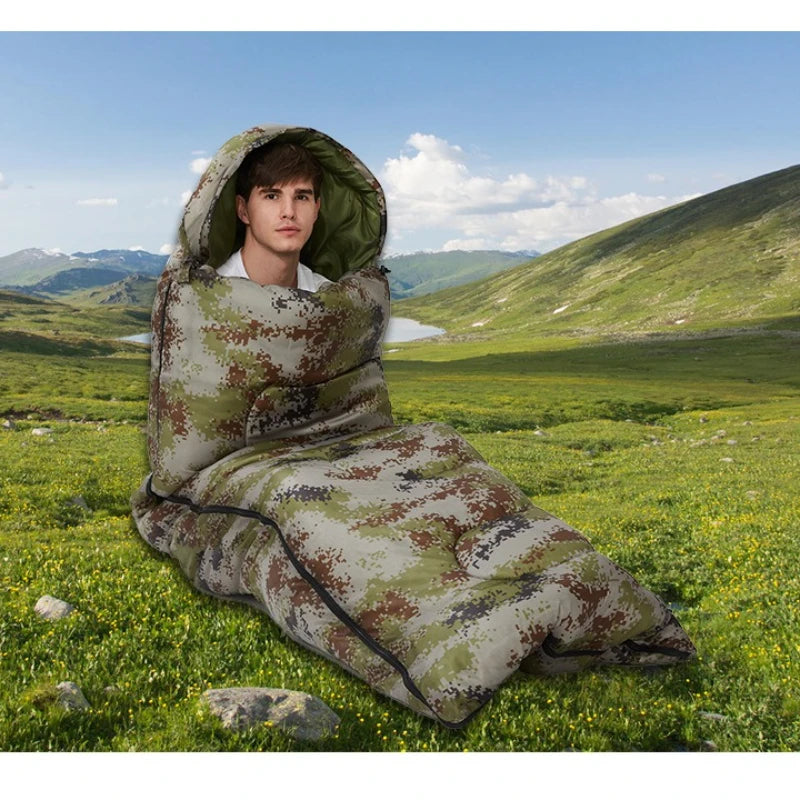 Emergency Sleeping Bag Adult Outdoor Spring and Autumn Adult Men and Women Thickened Warm Portable Camping Single Person