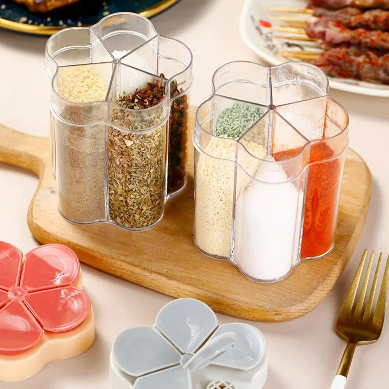 Camping Seasoning Jar with Lids Transparent Spice Compartment for Outdoor Cooking BBQ Salt and Pepper Shaker Outdoor Camping