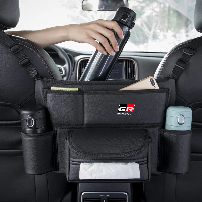 Leather Car Seat Middle Hanger Storage Bag Auto Handbag Holder Between Seats