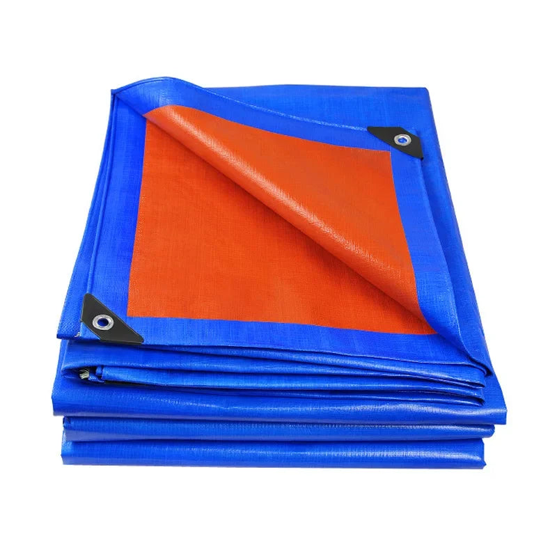 Waterproof Blue Orange Plastic PE Tent Tarp.  UV Protective Tarp Awnings. Awnings Summer Backyard Gardens Rain Cover