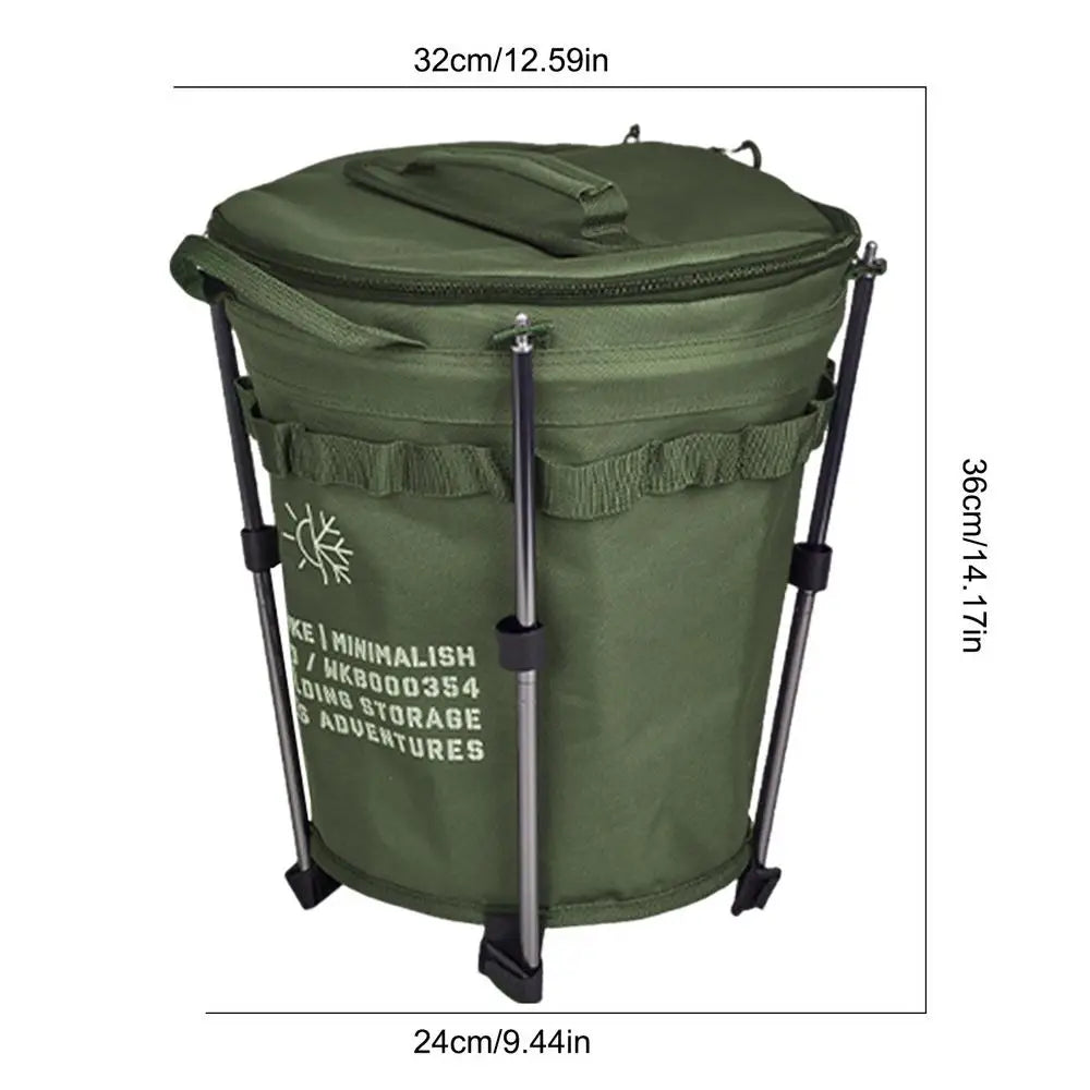 Portable Camping Ice Bucket . Folding Outdoor Water Container. Insulated Camp Cooler Bucket