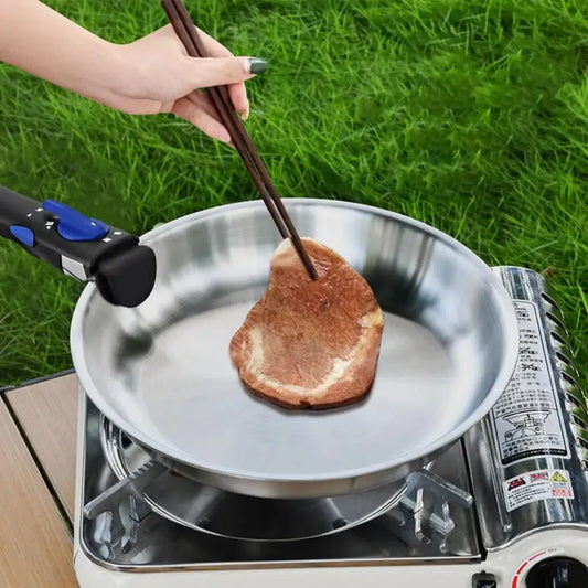 Outdoor Cookware Stainless Steel Frying Pan, Portable Detachable Handle Pot, NonStick Frying pan.