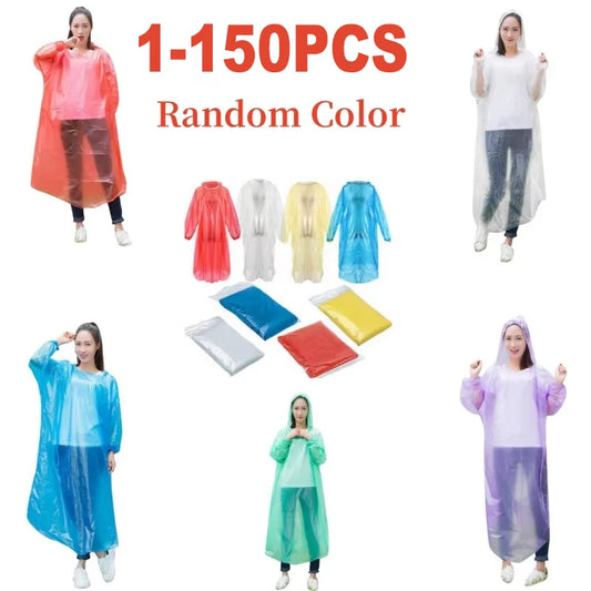 Disposable Rain Ponchos Raincoat with Hood, Adults Emergency Waterproof Raincoat for Camping Hiking Sport Outdoors