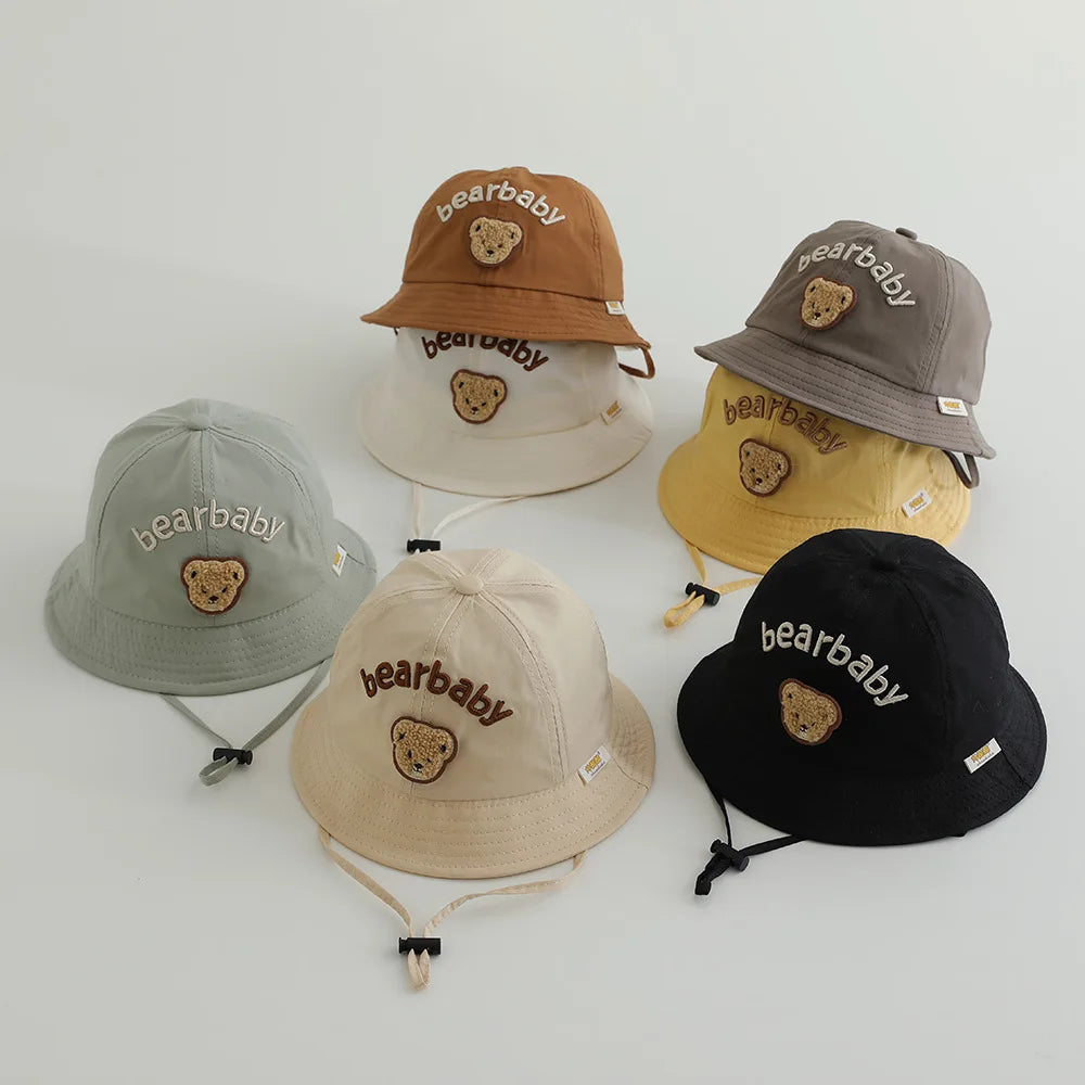 Cute Bear Baby Bucket Hats. Boy Girl Summer Uv Protection Fisherman Caps Kids Outdoor Sunshade Panama Basin Caps