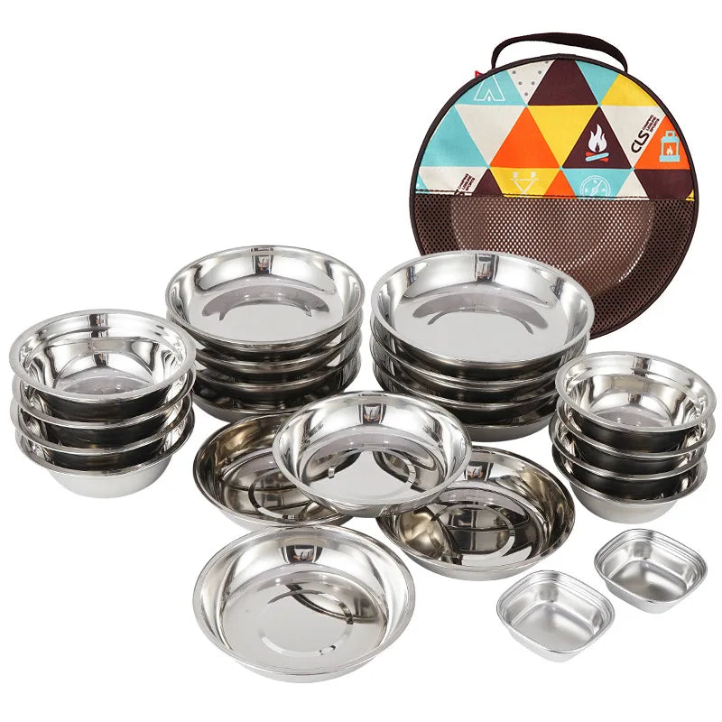 New Camp Cooking Portable Dining Plate Set of 22 Outdoor Camping Tableware Self driving BBQ Plate Home Soup Pot Bowl Plate Set