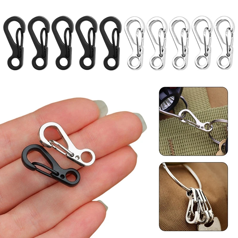 10pcs Tactical Carabiner Clips EDC Aluminium Alloy Gourd Buckle Keychain Anti-lost Hanging Buckle Spring Clips for Backpack