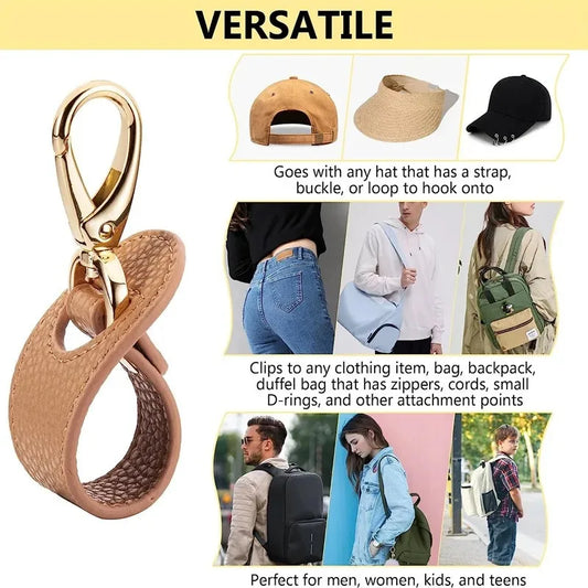 Travel Hat Clip Leather Golf Baseball Hat Clip Summer Hat Strap Towel Glove Storage Wallet Buckle Latch Clip