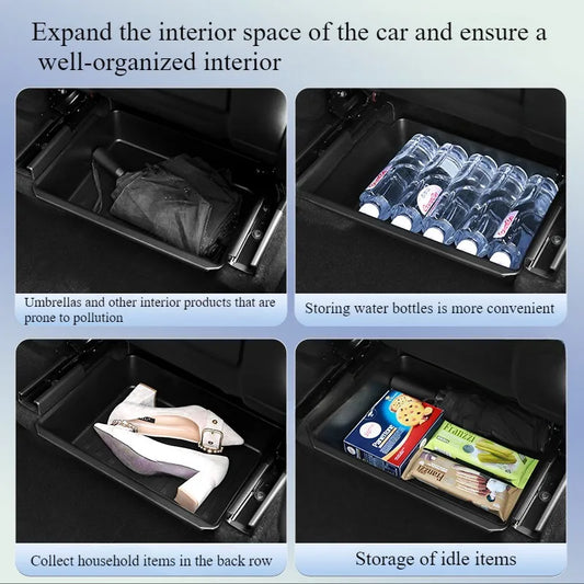Tesla Model Y Juniper 2025, Front Seat Storage Box, Under Seat Organizer Trash Can Car Interior Accessories
