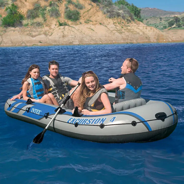 Intex 68324 Inflatable Rubber Boat - 4-Person Kayak For Fishing, Rafting, And Rowing