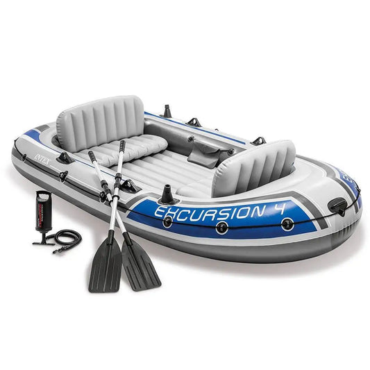 Intex 68324 Inflatable Rubber Boat - 4-Person Kayak For Fishing, Rafting, And Rowing