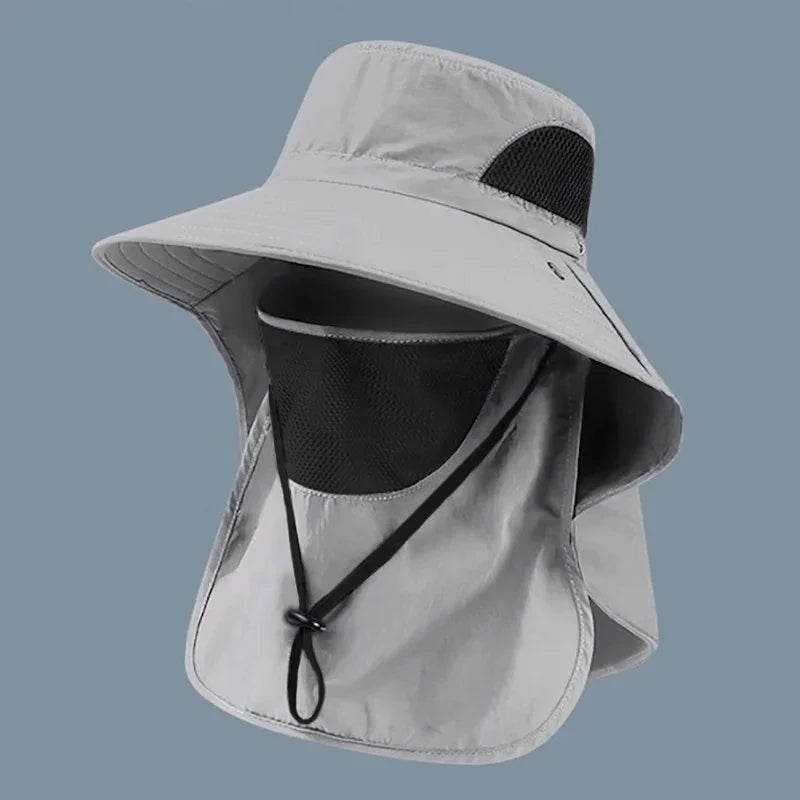 Summer Sun Hats UV Protection.  Outdoor Hunting Fishing Cap For Men Women. Hiking Camping Visor. Bucket Hat Neck Flap Fisherman Hat