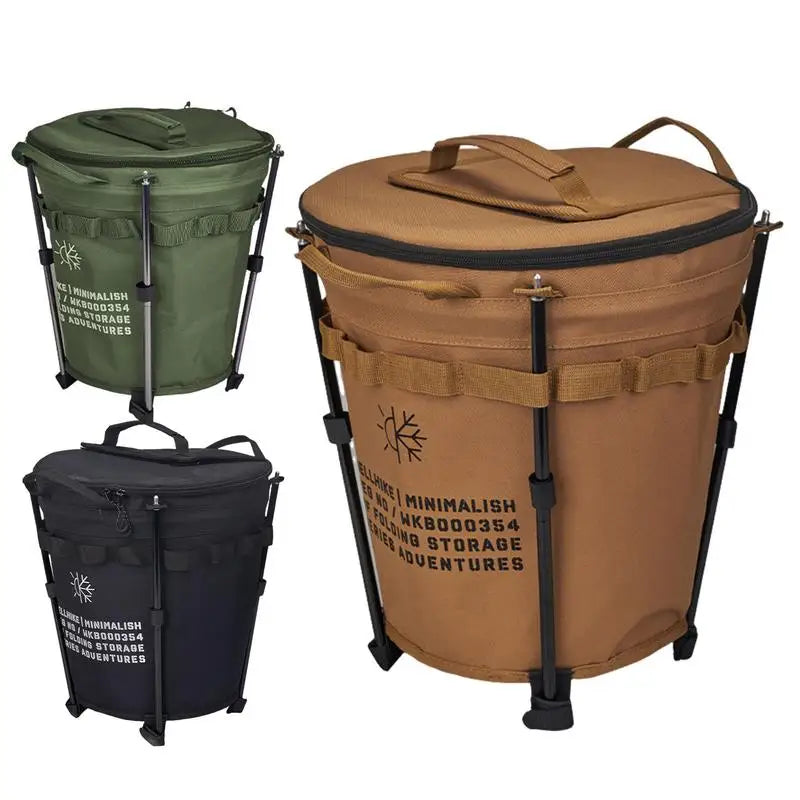 Portable Camping Ice Bucket . Folding Outdoor Water Container. Insulated Camp Cooler Bucket