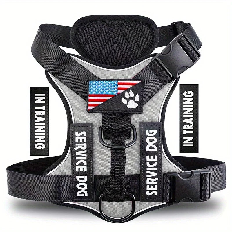 Service Dog Harness, Reflective Dog Vest Harness , Adjustable Soft Oxford Pet Harness.