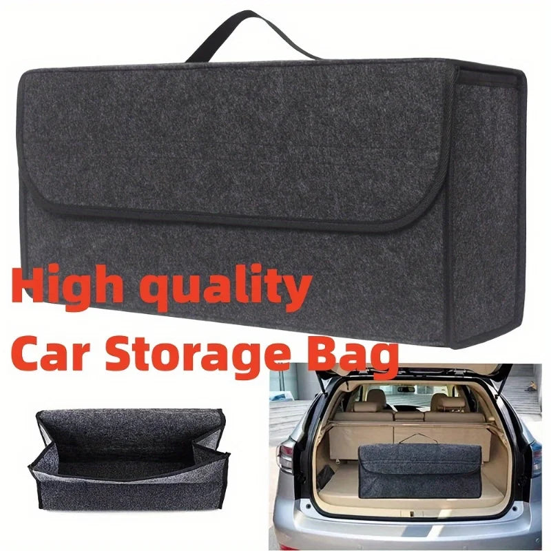 Gray Anti Slip Compartment Boot Storage Organizer, Tool Car Storage Bag, Car Trunk Organizer, Soft Felt Storage Box Car Accessories
