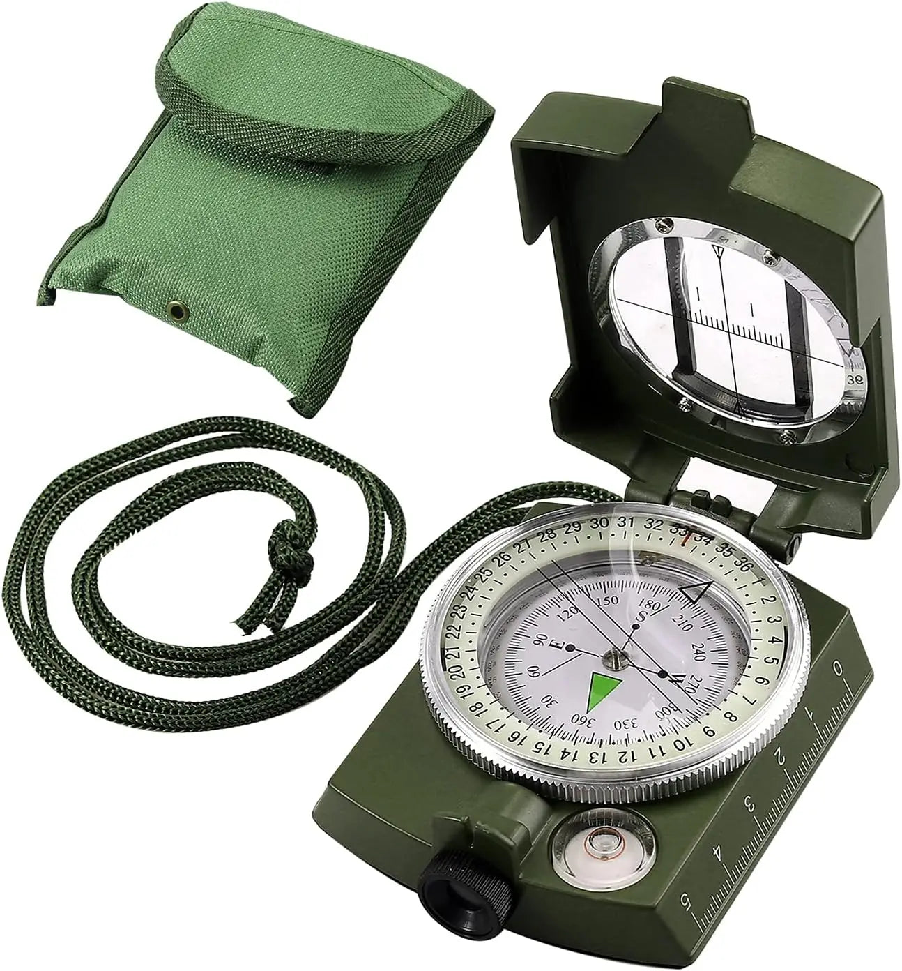 Compass, Military, Waterproof, Sighting, Bubble Levels, Carrying Bag, for Hiking, Camping, Climbing, Biking.