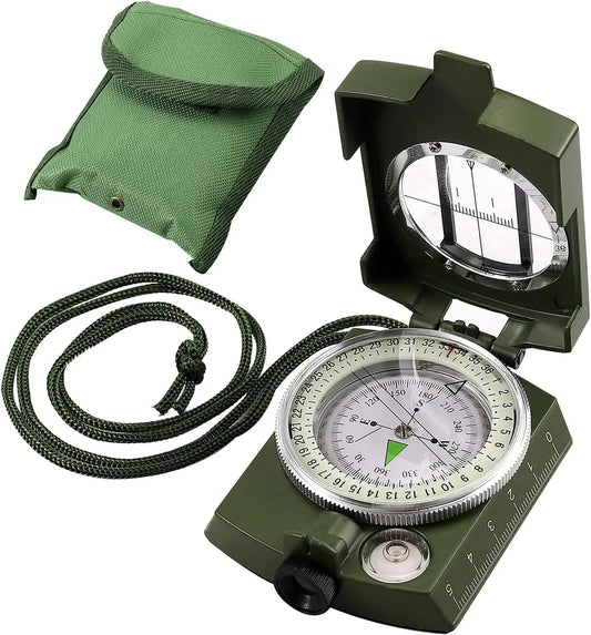 Compass, Military, Waterproof, Sighting, Bubble Levels, Carrying Bag, for Hiking, Camping, Climbing, Biking.
