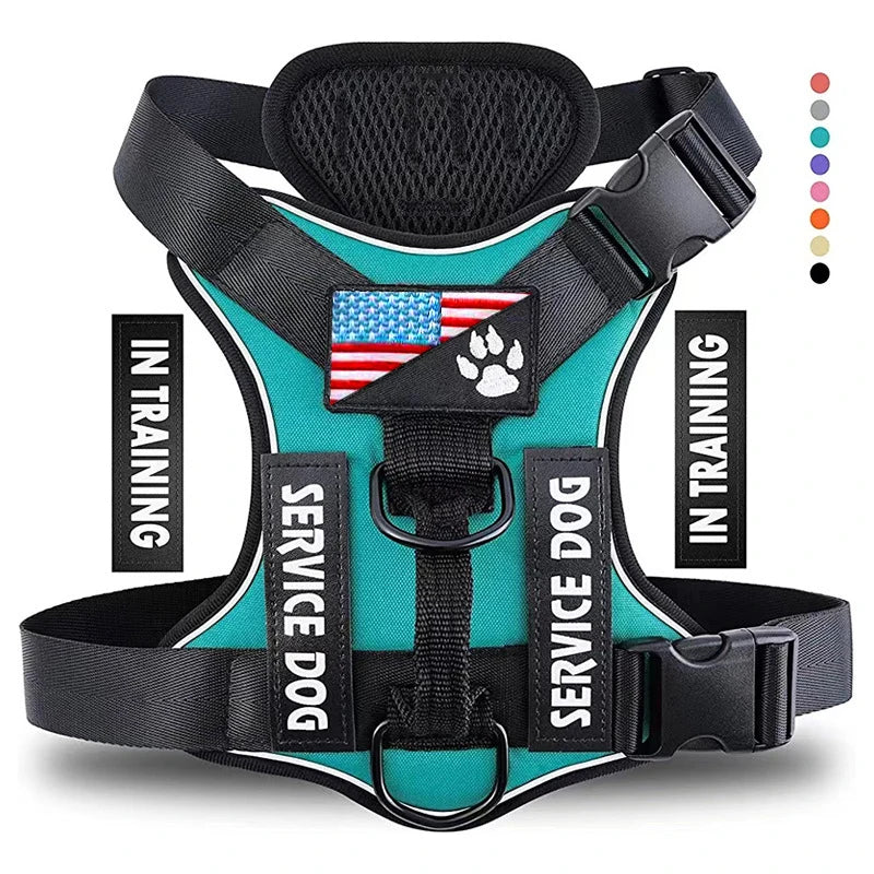Service Dog Harness, Reflective Dog Vest Harness , Adjustable Soft Oxford Pet Harness.