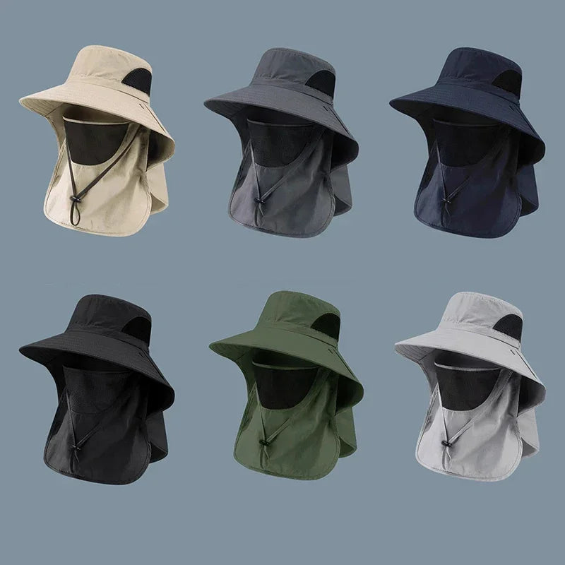Summer Sun Hats UV Protection.  Outdoor Hunting Fishing Cap For Men Women. Hiking Camping Visor. Bucket Hat Neck Flap Fisherman Hat