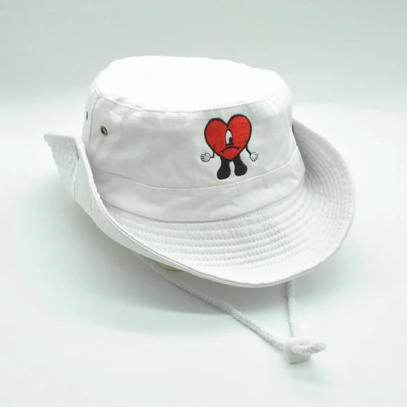 Embroidered Bad Bunny Fisherman Hat.  Bucket Hat for Men Woman Wide Brim Sun Cap Hiking Camping Hat