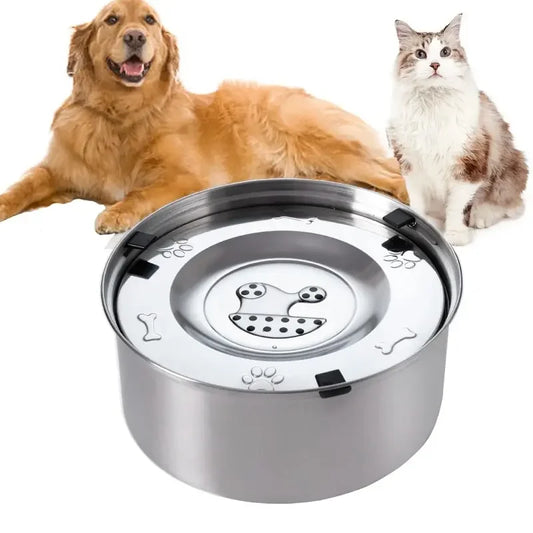 Stainless Steel No Spill Water Bowl for Dogs/Cats Non-Slip Slow Dog Bowl Water Feeder Dispenser for Medium Large Dogs