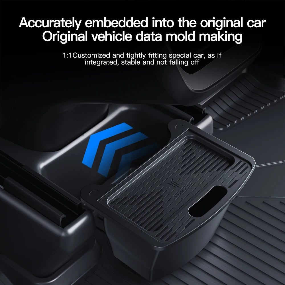Tesla Model Y Juniper 2021-2025, Magnetic Suction Back Row Intermediate Storage Box , Tesla Storage Box Car Accessories
