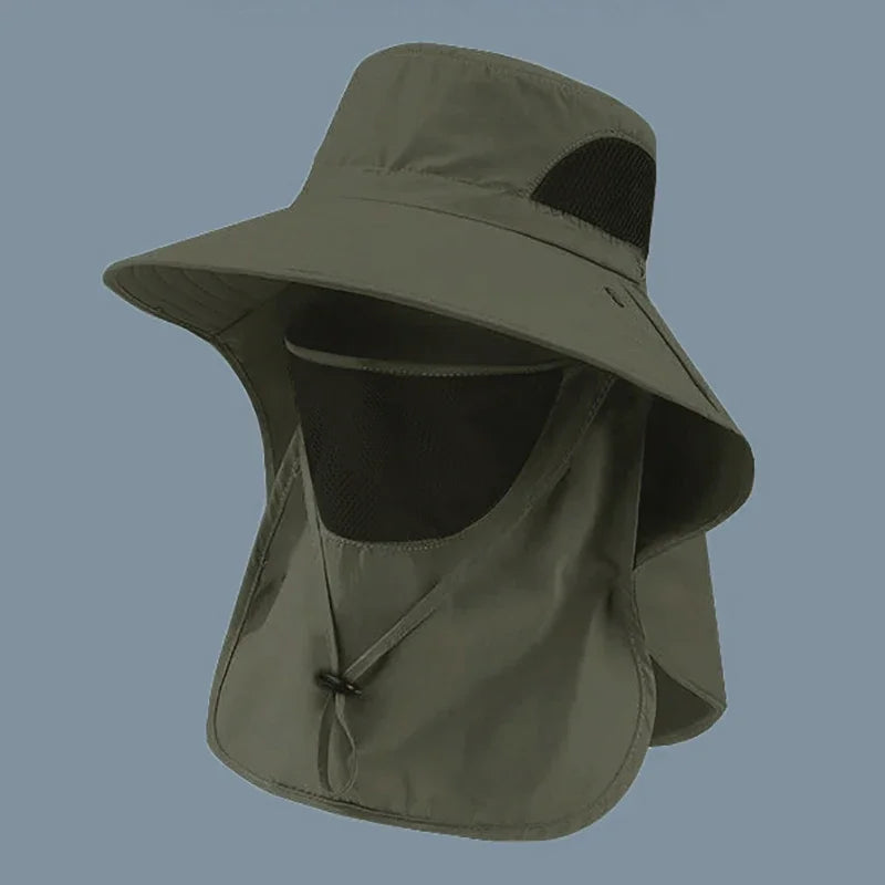 Summer Sun Hats UV Protection.  Outdoor Hunting Fishing Cap For Men Women. Hiking Camping Visor. Bucket Hat Neck Flap Fisherman Hat