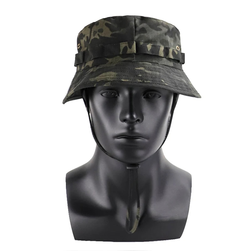 Men & Women Top Camo Summer Casual Tactical Boonie Hats Camouflage. Travel Bucket Hat Hunting Fishing Adjustable Jungle Bush Cap