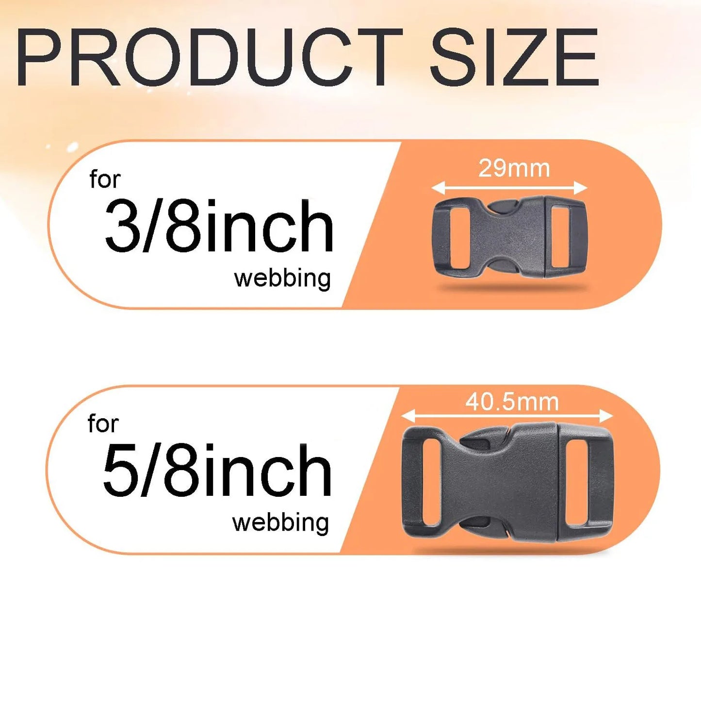 50 Pcs 3/8'' 5/8" Curved Paracord Buckle Clips Side Release Plastic Buckles for Parachute Bracelet Clasps Dog Collar Accessories
