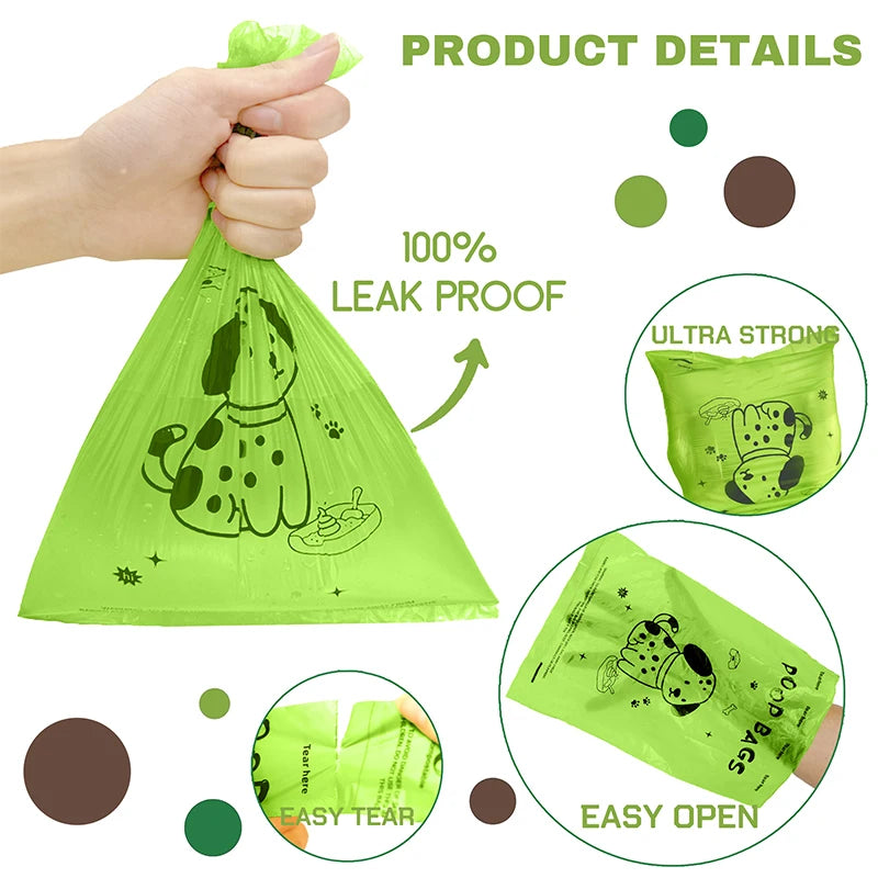 Biodegradable Dog Poop Bags.  Lavender Scented Pet Poop Bags With Holder. Extra Thick Leakproof Dog Poop Bags With Dispenser.