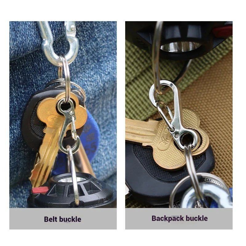 10pcs Tactical Carabiner Clips EDC Aluminium Alloy Gourd Buckle Keychain Anti-lost Hanging Buckle Spring Clips for Backpack