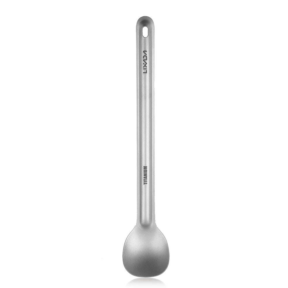 Lixada Titanium Long Handle Spoon Outdoor Portable Dinner Spoon Cutlery Camping Backpacking Picnic Ultralight 15g