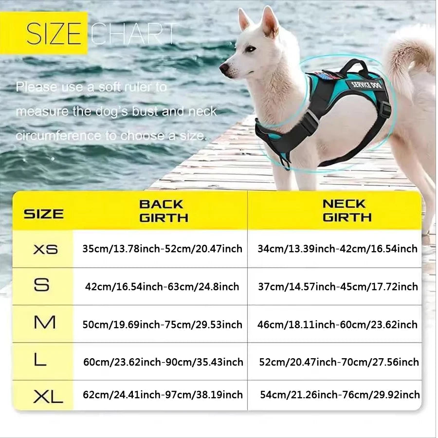 Service Dog Harness, Reflective Dog Vest Harness , Adjustable Soft Oxford Pet Harness.