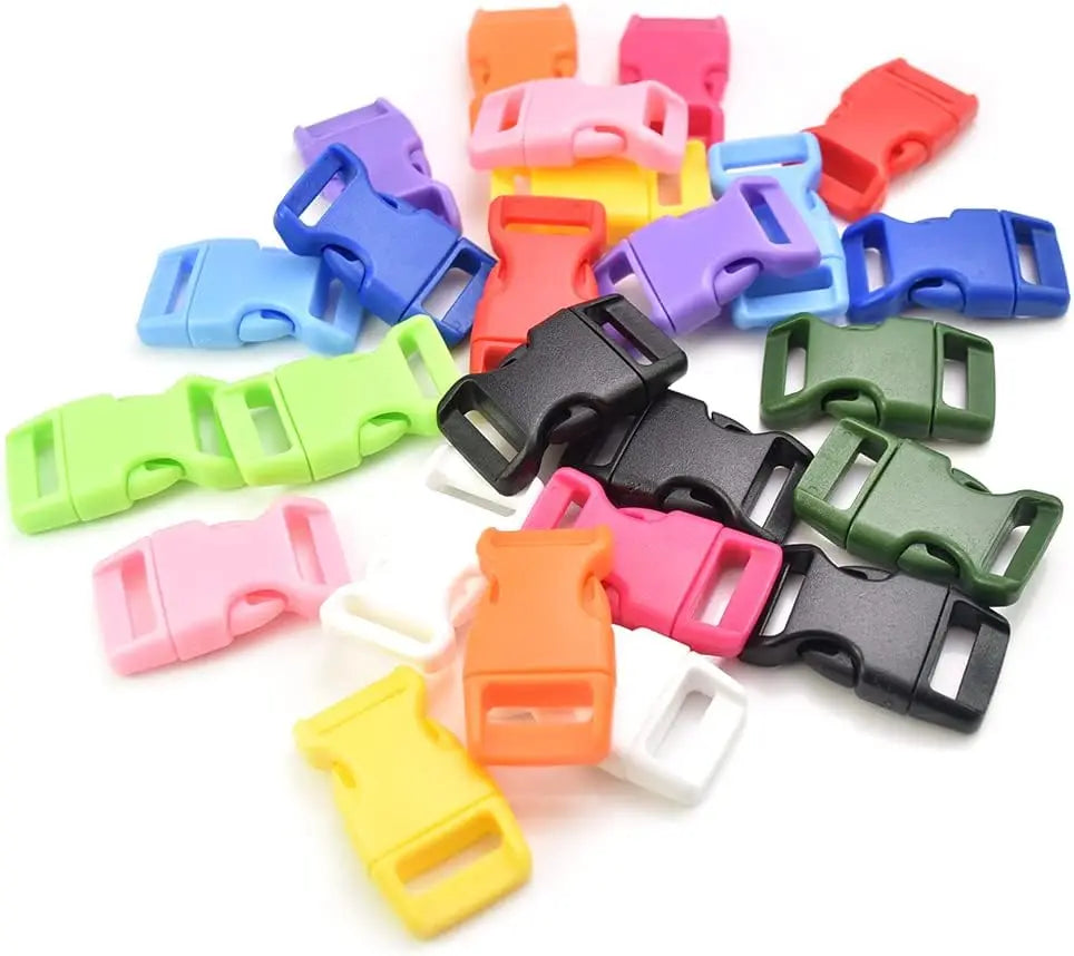 50 Pcs 3/8'' 5/8" Curved Paracord Buckle Clips Side Release Plastic Buckles for Parachute Bracelet Clasps Dog Collar Accessories