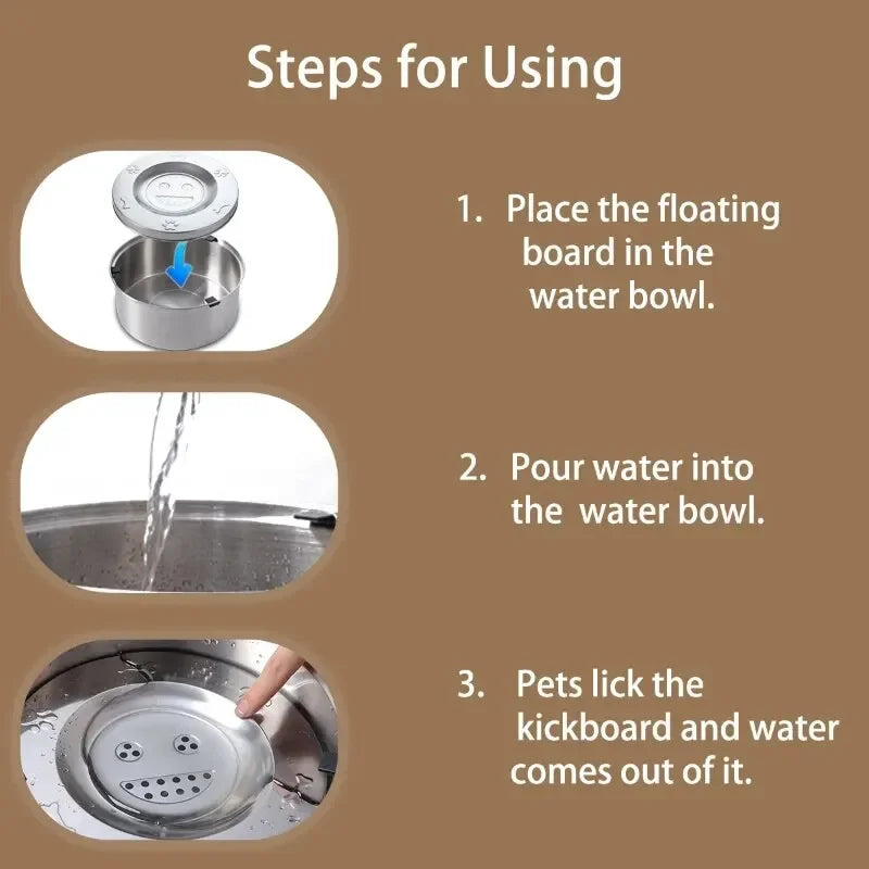 Stainless Steel No Spill Water Bowl for Dogs/Cats Non-Slip Slow Dog Bowl Water Feeder Dispenser for Medium Large Dogs