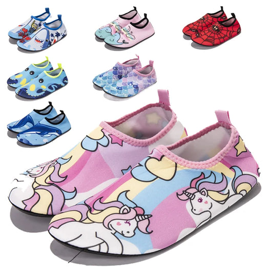 Kids Water Sport Beach Swimming Socks Girl Thin Multi Prints Anti Slip Fitness Yoga Dance Swim Surf Diving Underwater Shoes