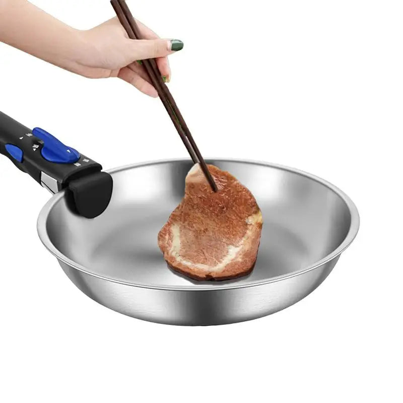 Outdoor Cookware Stainless Steel Frying Pan, Portable Detachable Handle Pot, NonStick Frying pan.