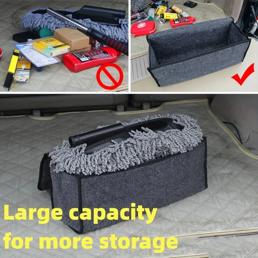 Gray Anti Slip Compartment Boot Storage Organizer, Tool Car Storage Bag, Car Trunk Organizer, Soft Felt Storage Box Car Accessories