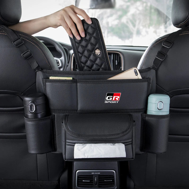 Leather Car Seat Middle Hanger Storage Bag Auto Handbag Holder Between Seats