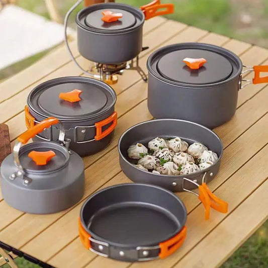 Portable Camping Cookware Set, Outdoor Pot Tableware Kit,  Cooking Water Kettle Pan ,Travel Cutlery Utensils, Hiking Picnic Equipment