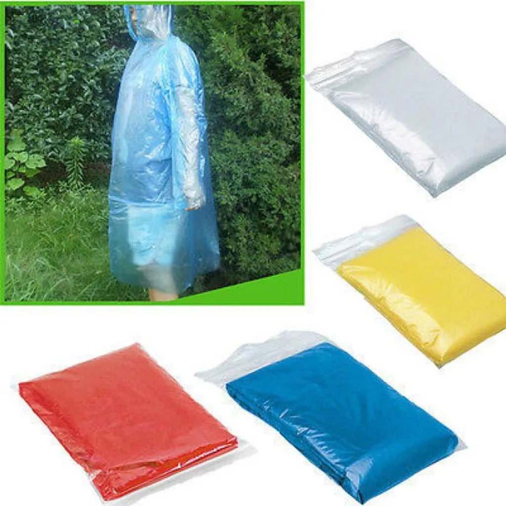 Disposable Rain Ponchos Raincoat with Hood, Adults Emergency Waterproof Raincoat for Camping Hiking Sport Outdoors