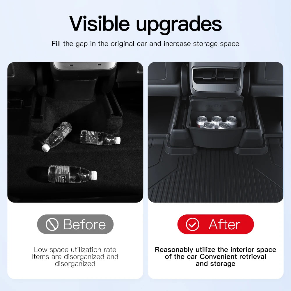 Tesla Model Y Juniper 2021-2025, Magnetic Suction Back Row Intermediate Storage Box , Tesla Storage Box Car Accessories