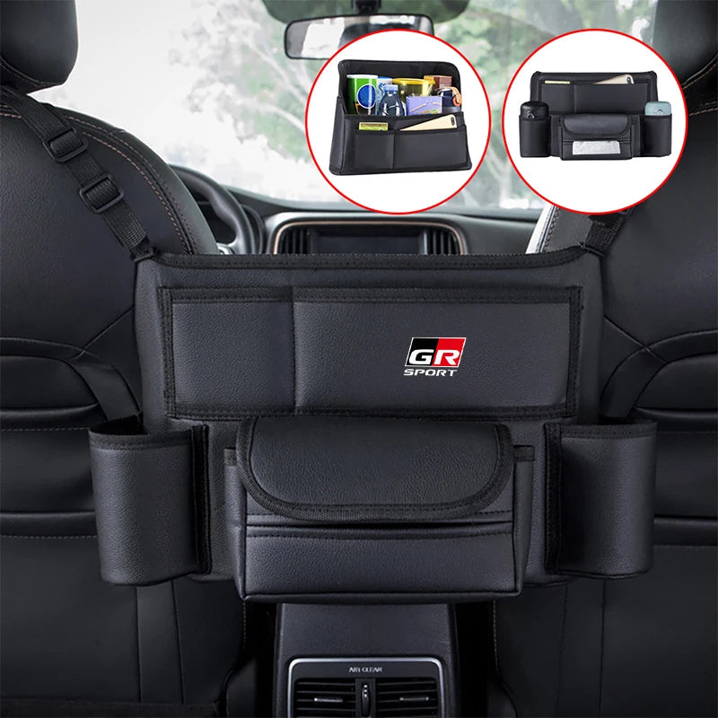 Leather Car Seat Middle Hanger Storage Bag Auto Handbag Holder Between Seats