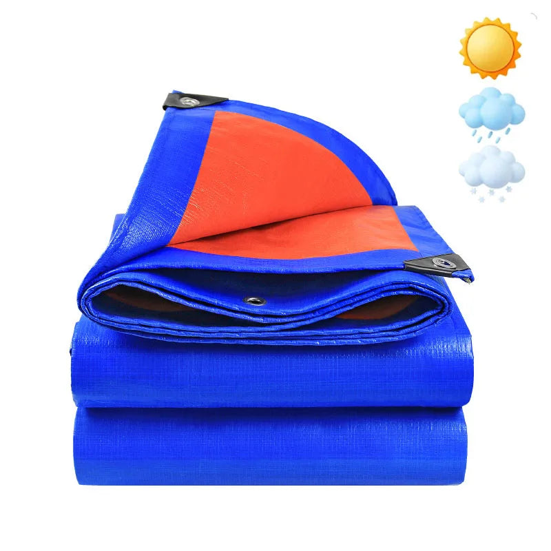 Waterproof Blue Orange Plastic PE Tent Tarp.  UV Protective Tarp Awnings. Awnings Summer Backyard Gardens Rain Cover